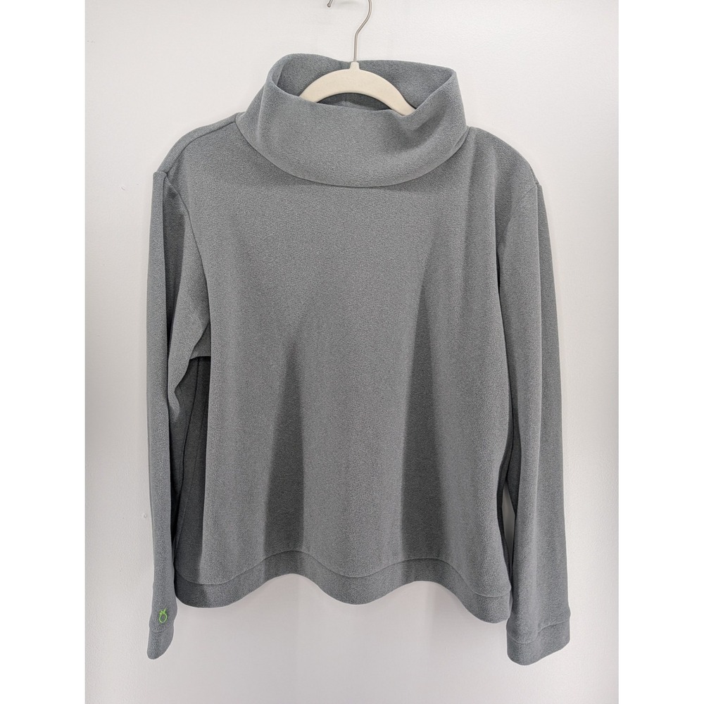 Dudley Stephens Womens XL Gray Fleece Turtleneck Cowl Neck Pullover Top USA Made